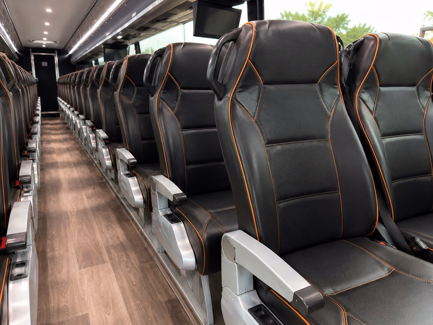56 passenger charter bus inside